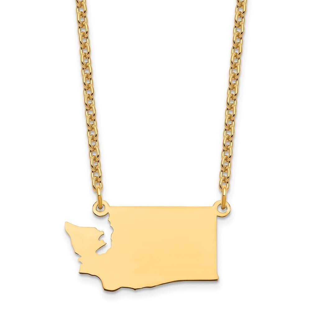 Kazi Luxury Sterling Silver/Gold-plated Washington State Necklace